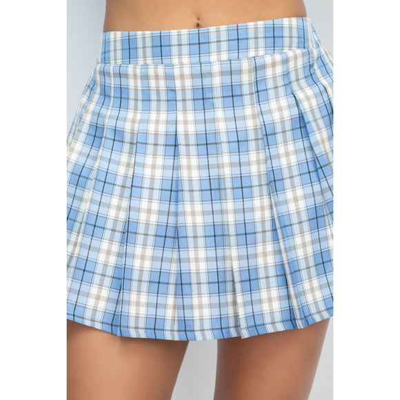 Plaid Pleated Mini Skorts - Picture 3 of 8
